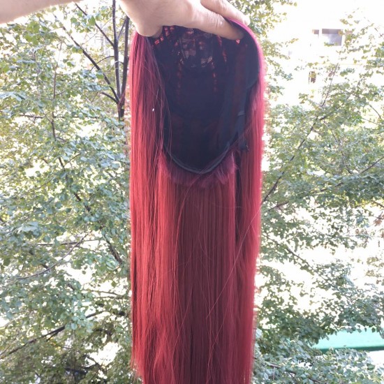 Ankara Kızılay Fiber Sentetik Peruk Uzun Dalgalı Kızıl