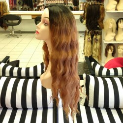 Ankara Kızılay Fiber Sentetik Peruk Uzun Dalgalı Siyah Bakır Ombre