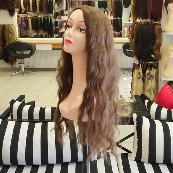 Ankara Kızılay Fiber Sentetik Peruk Uzun Dalgalı Küllü Kumral