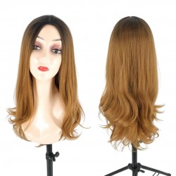 Ankara Fiber Sentetik Peruk Dalgalı Uzun Boy Siyah Bakır Ombre