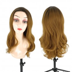 Ankara Fiber Sentetik Peruk Dalgalı Uzun Boy Koyu Kumral Karamel Ombreli