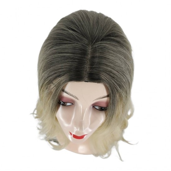 Ankara Fiber Sentetik Peruk Dalgalı Uzun Boy Koyu Kumral Platin Ombreli