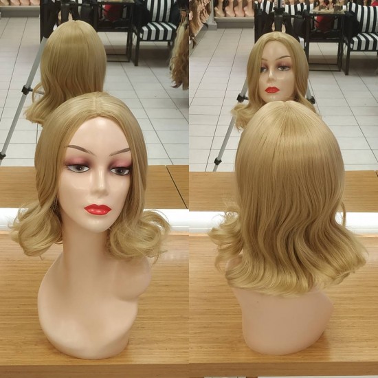 Orta Model Ankara Bayan Fiber Sentetik Peruk Açık Dore Sarı