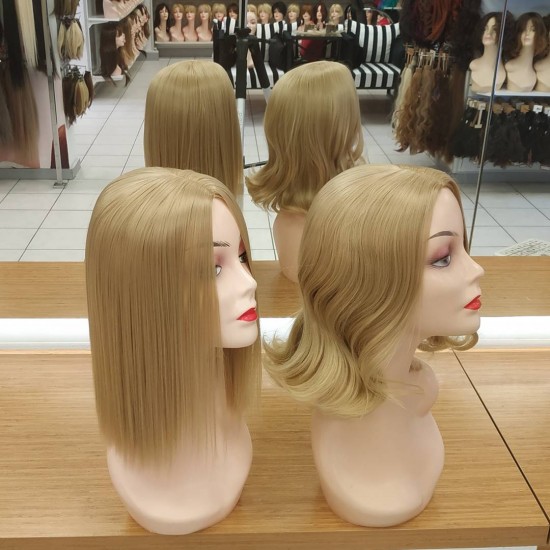 Orta Model Ankara Bayan Fiber Sentetik Peruk Açık Dore Sarı