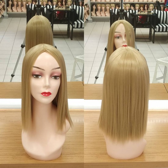 Orta Model Ankara Bayan Fiber Sentetik Peruk Açık Dore Sarı