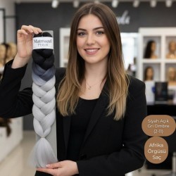 Ankara Afrika Örgüsü Saç Siyah Açık Gri Ombre 165 Gram