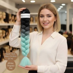 Ankara Afrika Örgüsü Saç Siyah Açık Mavi Ombre 165 Gram