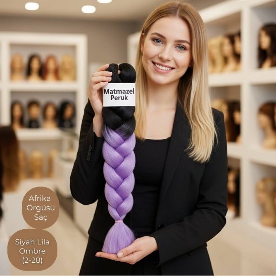 Ankara Afrika Örgüsü Saç Siyah Lila Ombre 165 Gram