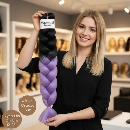 Ankara Afrika Örgüsü Saç Siyah Lila Ombre 165 Gram