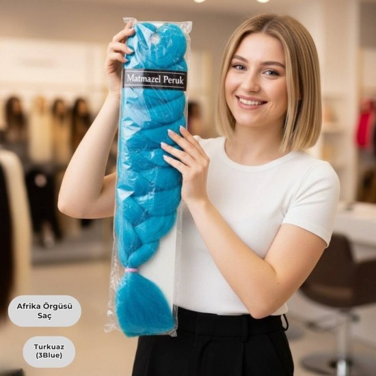 Ankara Afrika Örgüsü Saç Turkuaz 165 Gram