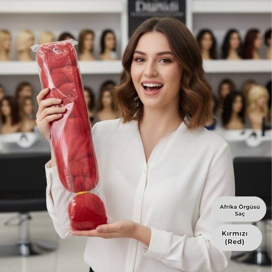Ankara Afrika Örgüsü Saç Kırmızı 165 Gram