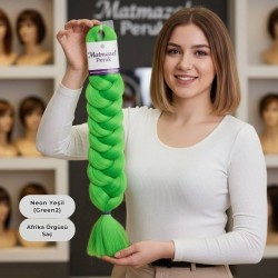 Ankara Afrika Örgüsü Saç Neon Yeşil 165 Gram