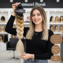 Ankara Afrika Örgüsü Saç Koyu Küllü Sarı Platin Ombre 165 Gram