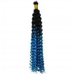 Ankara Kızılay Afro Dalgası Saç Kıvırcık Siyah Saks  Mavi Ombre 100 Gram 45 Cm