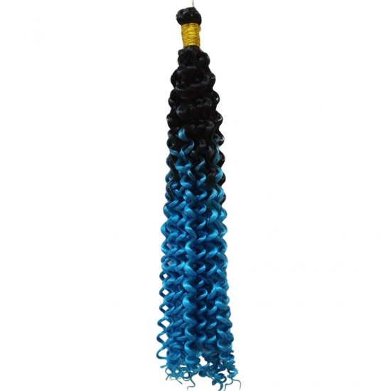 Ankara Kızılay Afro Dalgası Saç Kıvırcık Siyah Saks  Mavi Ombre 100 Gram 45 Cm