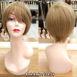 Kısa Fiber Sentetik Peruk Ankara Hafif Dore Sarı Renk