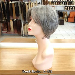 Kısa Fiber Sentetik Peruk Ankara Kırçıllı Siyah Beyaz Renk