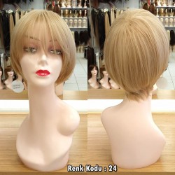 Kısa Fiber Sentetik Peruk Ankara Açık Kumral Dore Sarı Renk