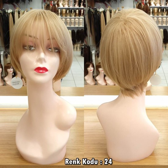 Kısa Fiber Sentetik Peruk Ankara Açık Kumral Dore Sarı Renk