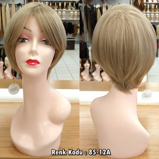 Kısa Fiber Sentetik Peruk Ankara Küllü Platin Renk