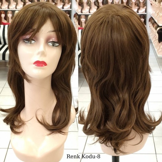 Orta Model Ankara Bayan Fiber Sentetik Peruk Kumral Renk