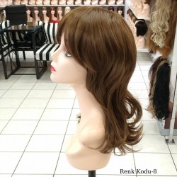 Orta Model Ankara Bayan Fiber Sentetik Peruk Kumral Renk