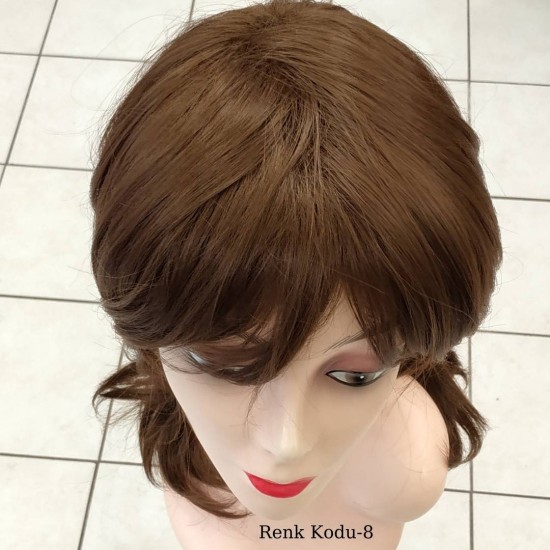 Orta Model Ankara Bayan Fiber Sentetik Peruk Kumral Renk