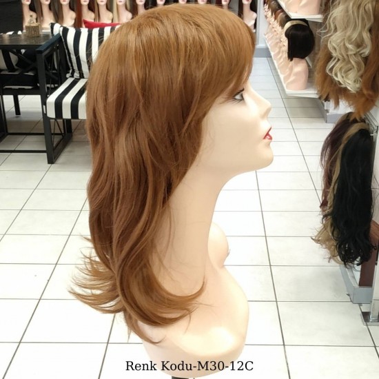 Orta Model Ankara Bayan Fiber Sentetik Peruk Bakır Kumral