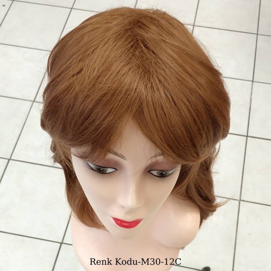Orta Model Ankara Bayan Fiber Sentetik Peruk Bakır Kumral