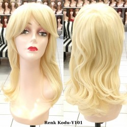 Orta Model Ankara Bayan Fiber Sentetik Peruk Platin