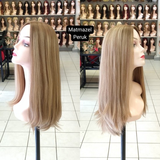 Yurt Dışı Gerçek Saç Peruk Tepe Kısmı Deri Görünümlü Bayan Peruk-3