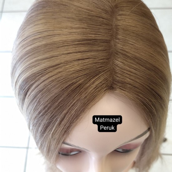 Yurt Dışı Gerçek Saç Peruk Tepe Kısmı Deri Görünümlü Bayan Peruk-3