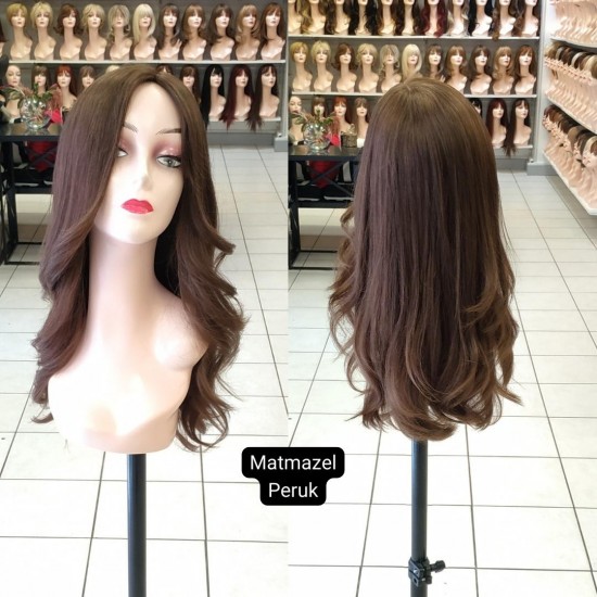 Yurt Dışı Gerçek Saç Peruk Tepe Kısmı Deri Görünümlü Bayan Peruk-4