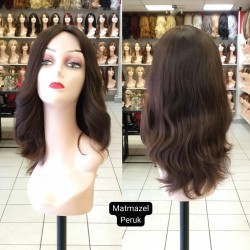 Yurt Dışı Gerçek Saç Peruk Tepe Kısmı Deri Görünümlü Bayan Peruk-6