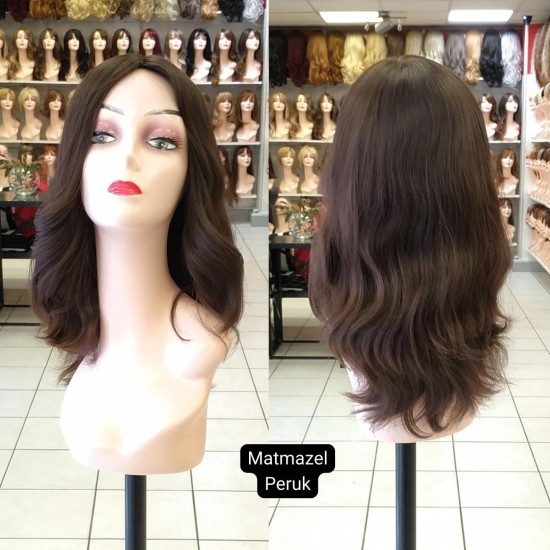 Yurt Dışı Gerçek Saç Peruk Tepe Kısmı Deri Görünümlü Bayan Peruk-6
