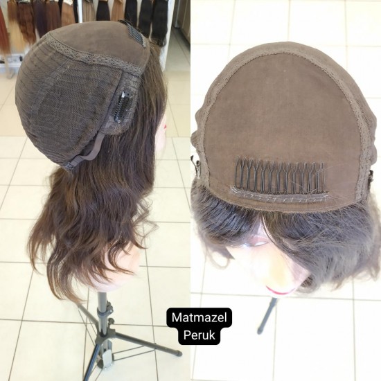 Yurt Dışı Gerçek Saç Peruk Tepe Kısmı Deri Görünümlü Bayan Peruk-6