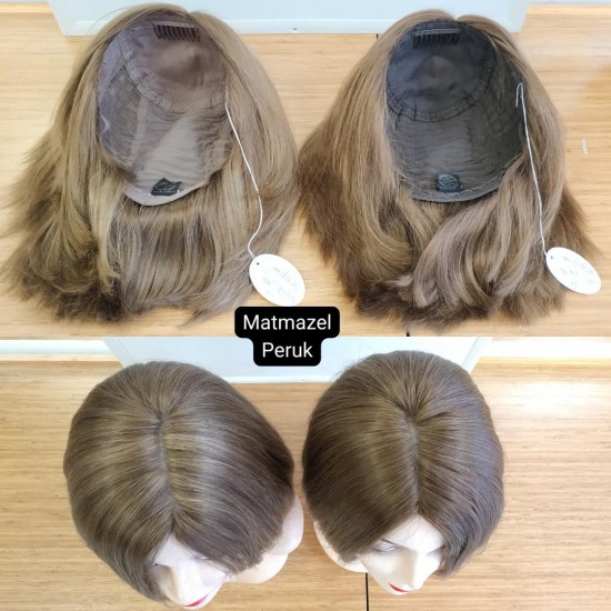 Yurt Dışı Gerçek Saç Peruk Tepe Kısmı Deri Görünümlü Bayan Peruk-7