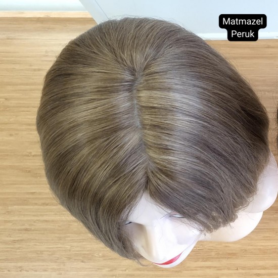 Yurt Dışı Gerçek Saç Peruk Tepe Kısmı Deri Görünümlü Bayan Peruk-7