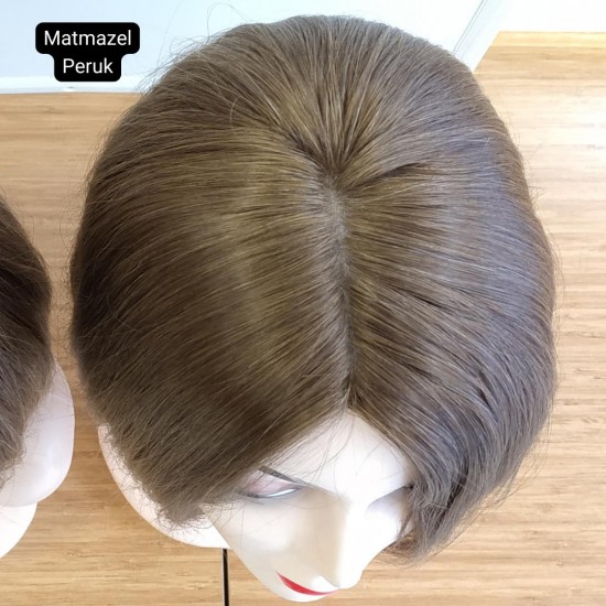Yurt Dışı Gerçek Saç Peruk Tepe Kısmı Deri Görünümlü Bayan Peruk-7