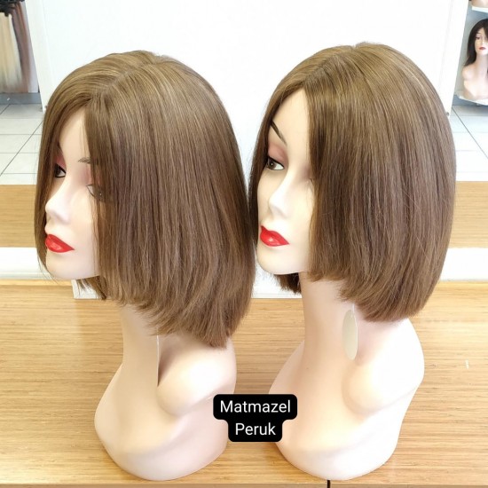 Yurt Dışı Gerçek Saç Peruk Tepe Kısmı Deri Görünümlü Bayan Peruk-7