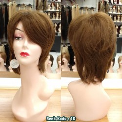 Ankara Kızılay Fiber Sentetik Peruk Kısa Açık Kumral Ebru Model