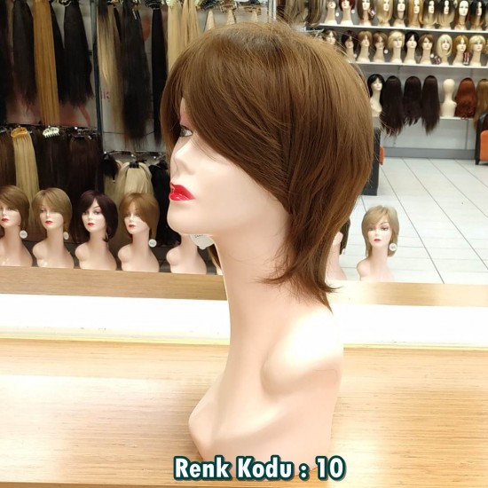 Ankara Kızılay Fiber Sentetik Peruk Kısa Açık Kumral Ebru Model