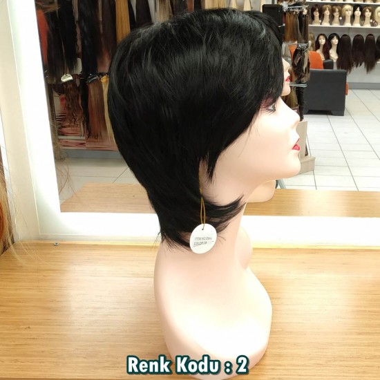 Ankara Kızılay Fiber Sentetik Peruk Kısa Siyah Ebru Model