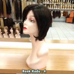 Ankara Kızılay Fiber Sentetik Peruk Kısa Koyu Kestane Ebru Model