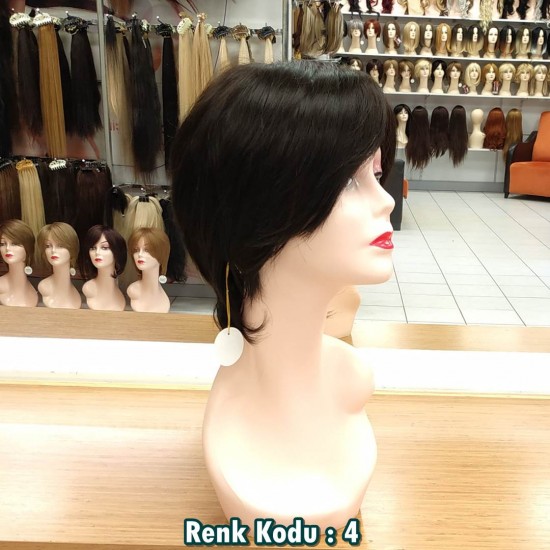 Ankara Kızılay Fiber Sentetik Peruk Kısa Koyu Kestane Ebru Model