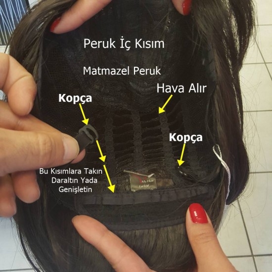 Ankara Kızılay Fiber Sentetik Peruk Kısa Koyu Kestane Ebru Model