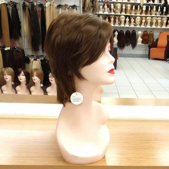 Ankara Kızılay Fiber Sentetik Peruk Kısa Koyu Kumral Ebru Model