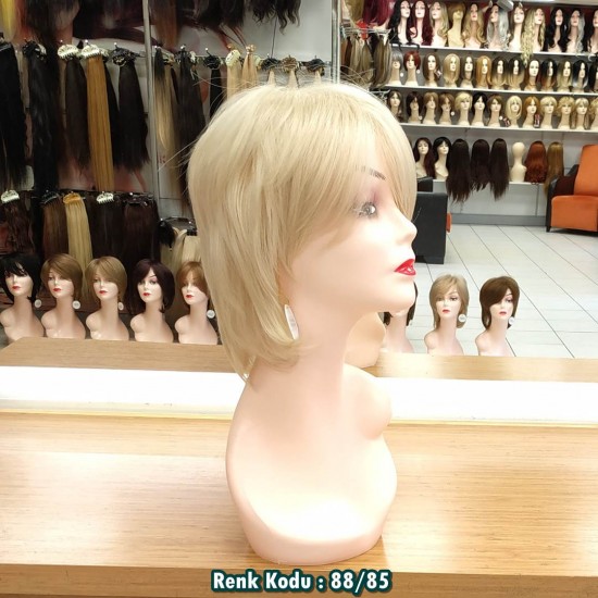 Ankara Kızılay Fiber Sentetik Peruk Kısa Açık Küllü Platin Renk Ebru Model