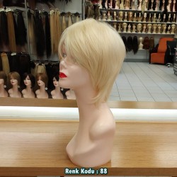 Ankara Kızılay Fiber Sentetik Peruk Kısa Açık Sarı Ebru Model