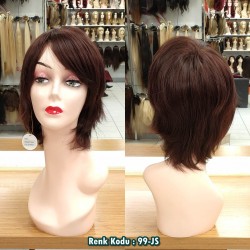 Ankara Kızılay Fiber Sentetik Peruk Kısa Koyu Çikolata Kahve Ebru Model